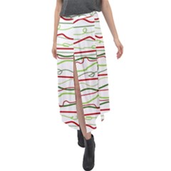 Scribble-pattern Velour Split Maxi Skirt