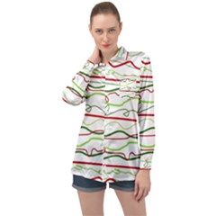 Scribble-pattern Long Sleeve Satin Shirt