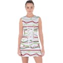 Scribble-pattern Lace Up Front Bodycon Dress View1