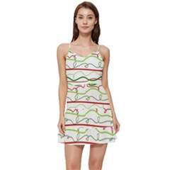 Scribble-pattern Short Frill Dress