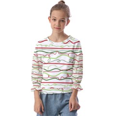 Scribble-pattern Kids  Cuff Sleeve Top