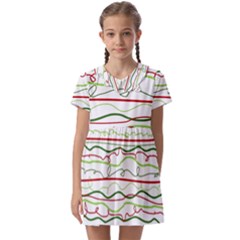 Scribble-pattern Kids  Asymmetric Collar Dress by Jancukart