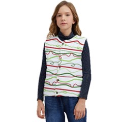 Scribble-pattern Kid s Short Button Up Puffer Vest	