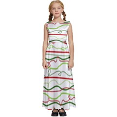 Scribble-pattern Kids  Satin Sleeveless Maxi Dress