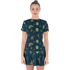 Plankton Pattern- Drop Hem Mini Chiffon Dress