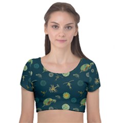 Plankton Pattern- Velvet Short Sleeve Crop Top 