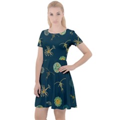 Plankton Pattern- Cap Sleeve Velour Dress 