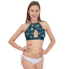 Plankton Pattern- Cross Front Halter Bikini Top by Jancukart