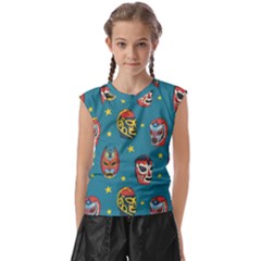 Mask Pattern Kids  Raglan Cap Sleeve Tee