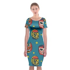 Mask Pattern Classic Short Sleeve Midi Dress