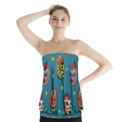 Mask Pattern Strapless Top