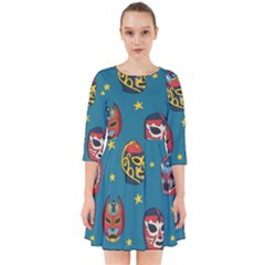 Mask Pattern Smock Dress