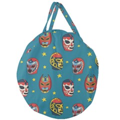 Mask Pattern Giant Round Zipper Tote