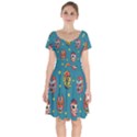 Mask Pattern Short Sleeve Bardot Dress View1