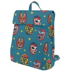 Mask Pattern Flap Top Backpack