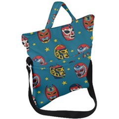 Mask Pattern Fold Over Handle Tote Bag