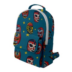 Mask Pattern Flap Pocket Backpack (large)