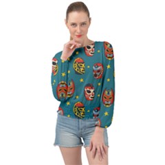 Mask Pattern Banded Bottom Chiffon Top