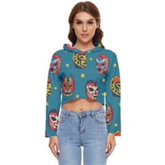 Mask Pattern Women s Lightweight Cropped Hoodie