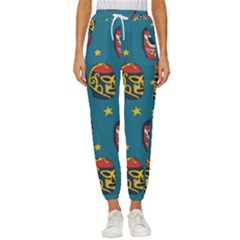 Mask Pattern Cropped Drawstring Pants