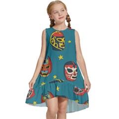 Mask Pattern Kids  Frill Swing Dress