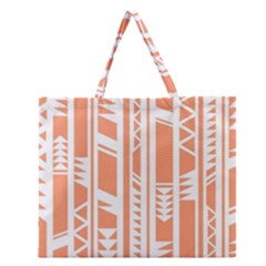 Tribal-pattern Zipper Large Tote Bag