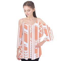 Tribal-pattern Flutter Sleeve Tee 