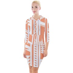 Tribal-pattern Quarter Sleeve Hood Bodycon Dress