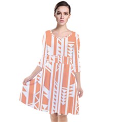 Tribal-pattern Quarter Sleeve Waist Band Dress