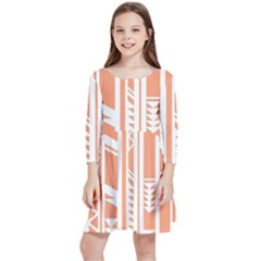 Tribal-pattern Kids  Quarter Sleeve Skater Dress