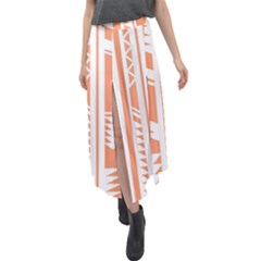 Tribal-pattern Velour Split Maxi Skirt