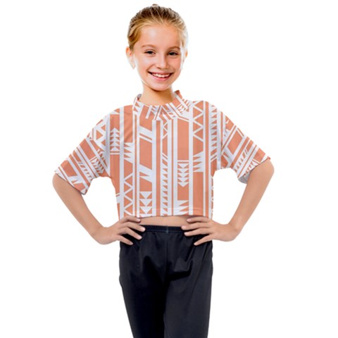 Tribal-pattern Kids Mock Neck Tee by Jancukart