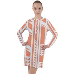 Tribal-pattern Long Sleeve Hoodie Dress by Jancukart