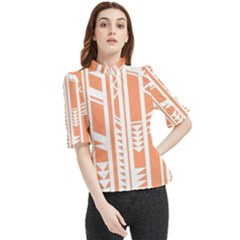 Tribal-pattern Frill Neck Blouse