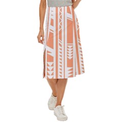 Tribal-pattern Midi Panel Skirt