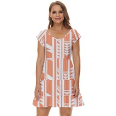 Tribal-pattern Short Sleeve Tiered Mini Dress