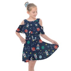 Cute-patterns- Kids  Shoulder Cutout Chiffon Dress