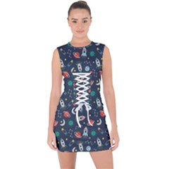 Cute-patterns- Lace Up Front Bodycon Dress