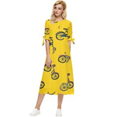 Layout Harness And Collar Bow Sleeve Chiffon Midi Dress