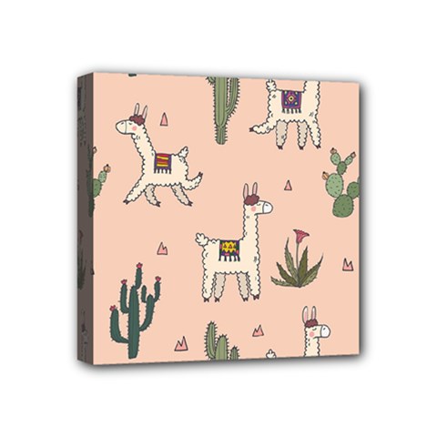 Llamas+pattern Mini Canvas 4  X 4  (stretched)