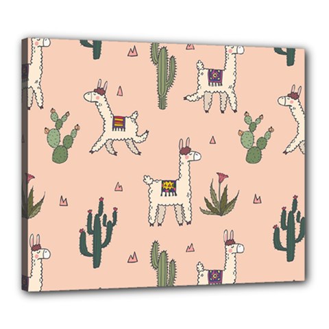 Llamas+pattern Canvas 24  X 20  (stretched)