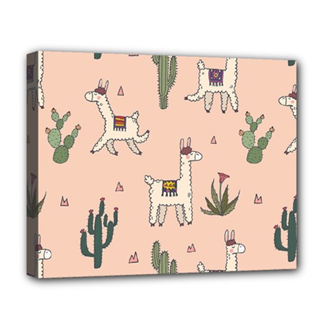 Llamas+pattern Deluxe Canvas 20  X 16  (stretched)