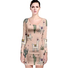 Llamas+pattern Long Sleeve Bodycon Dress