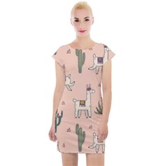 Llamas+pattern Cap Sleeve Bodycon Dress by Jancukart