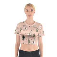 Llamas+pattern Cotton Crop Top