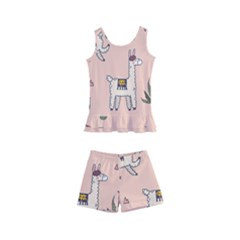 Llamas+pattern Kids  Boyleg Swimsuit