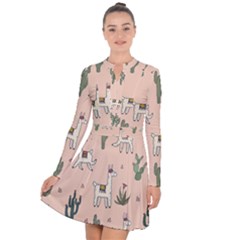 Llamas+pattern Long Sleeve Panel Dress