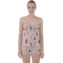 Llamas+pattern Tie Front Two Piece Tankini