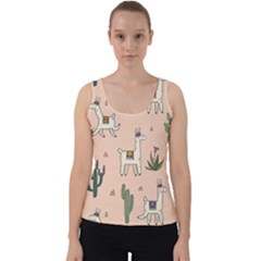 Llamas+pattern Velvet Tank Top