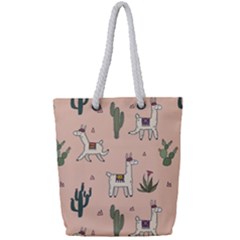 Llamas+pattern Full Print Rope Handle Tote (small) by Jancukart